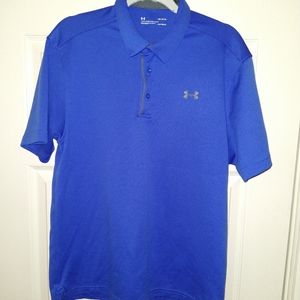 Under Armour Loose Heatgear Blue Short Sleeve Polo Shirt Men's sz Large.